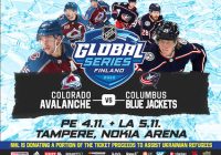 NHL-ottelut Suomeen – Columbus Blue Jackets kohtaa Colorado Avalanchen Tampereen Nokia Arenalla
